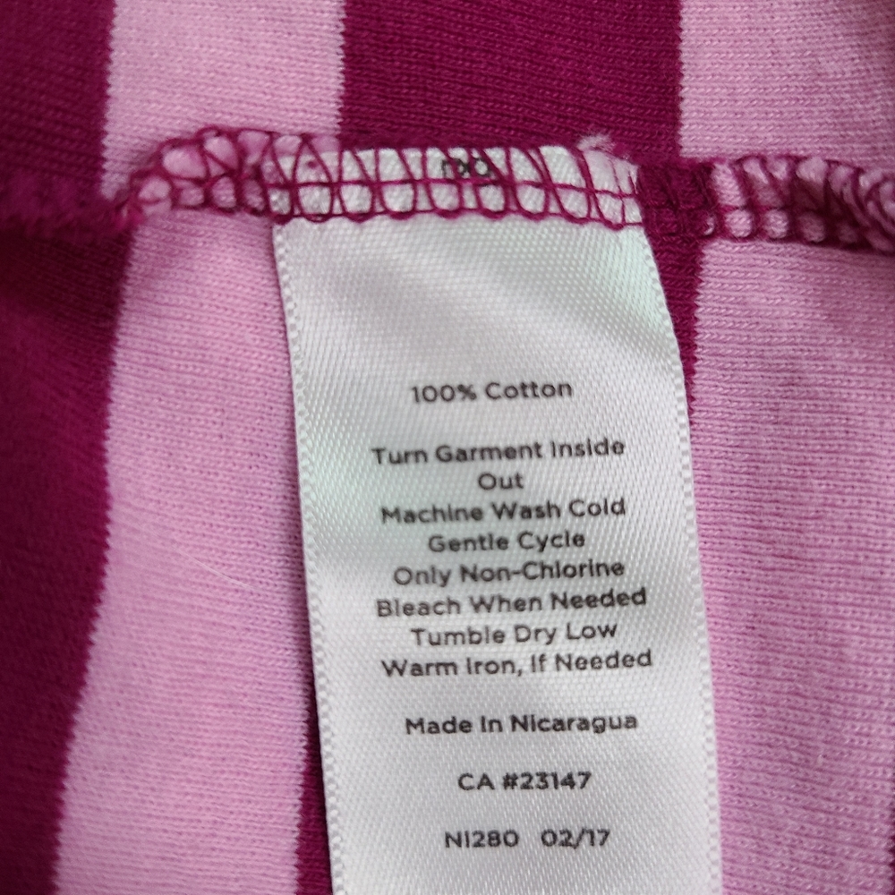 Talbots Size 2X Casual Pink Stripe Nautical Boatneck Cotton Blouse Coastal Chic - Picture 8 of 10